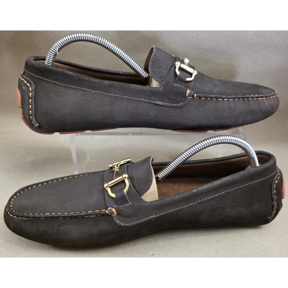 Saks Fifth Avenue (Sz 11 M) Horsebit Driving Loafer Men's Brown Nubuck - Picture 6 of 12